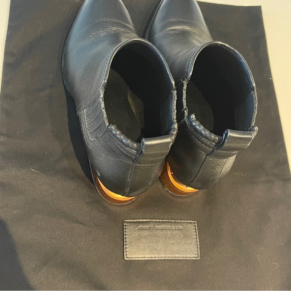 ALEXANDER WANG women Gold Heel-Kori Ankle Bootie Shoe, Black Leather size 38 - Picture 4 of 7